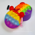 Design Decompression Bubble Push Fidget Sensory Toy Pop Game Toys Rainbow Silicone Keychain Bags Purse Case